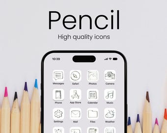 Pencil iPhone App Icons Homescreen Icons Minimal Home Screen Widgets Social Media Free Custom Icons Icon Pack Canva iPhone & Android