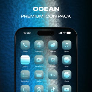 Ocean iPhone App Icons Homescreen Icons Minimal Home Screen Widgets Social Media Free Custom Icons Icon Pack for iPhone & Android
