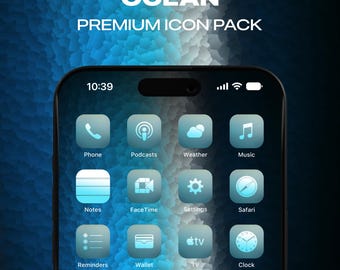 Ocean iPhone App Icons Homescreen Icons Minimal Home Screen Widgets Social Media Free Custom Icons Icon Pack for iPhone & Android