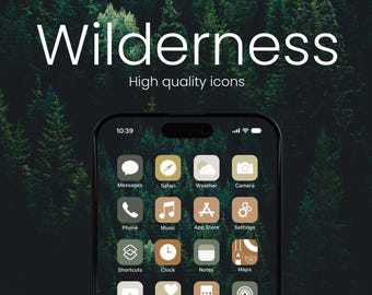 Wildnis App Icons Minimal Atemberaubend iOS 14, iOS 18 Home Screen Modern Sleek Weiß Icon Pack Social Media Phone für iPhone & Android