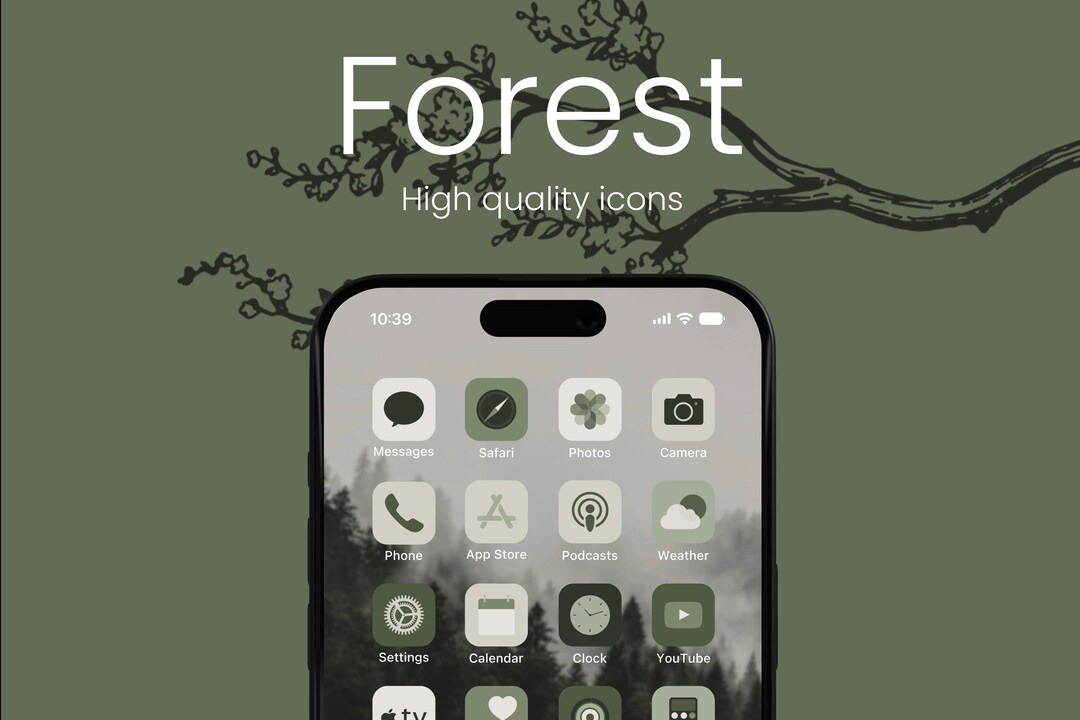 Forest Minimal iPhone App Icons Homescreen Icons Home Screen Widgets ...
