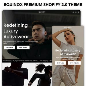 Equinox Shopify Theme | Shopify Theme Template | Fashion Shopify Theme | Shopify Clothing | Website Design Template | Shopify Website
