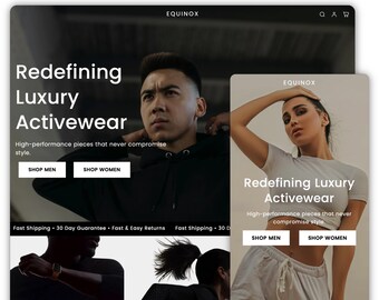 Equinox Shopify Theme | Shopify Theme Template | Fashion Shopify Theme | Shopify Clothing | Website Design Template | Shopify Website