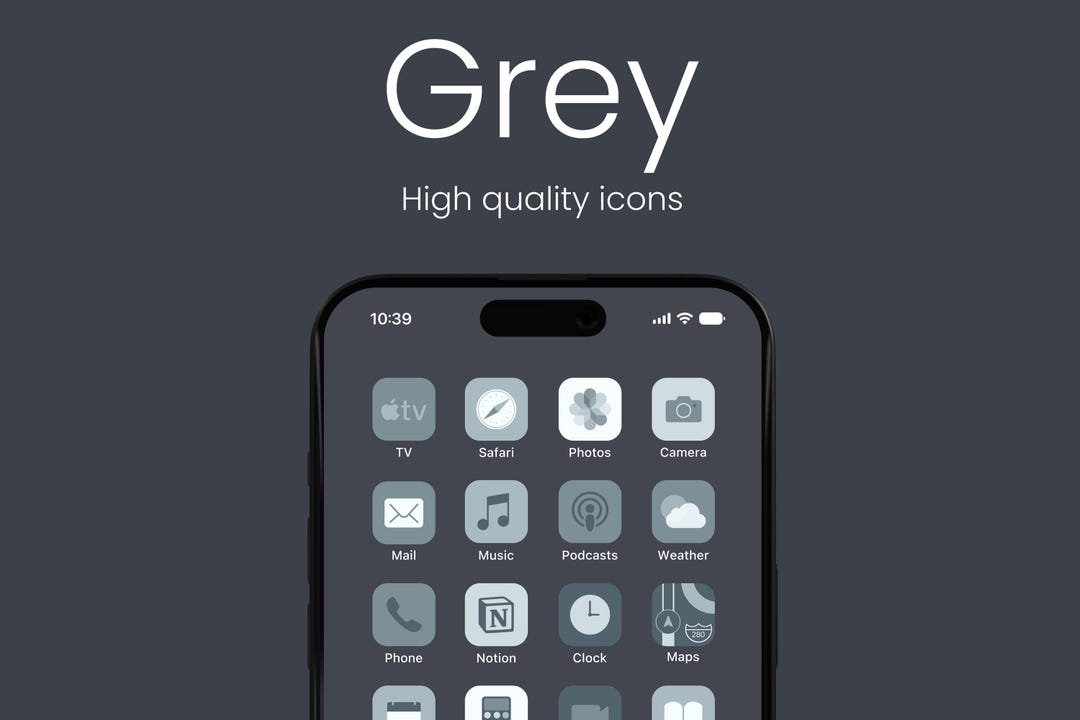 Grey Minimal App Icons for iPhone & Android (230+)(digital Download) - Etsy