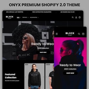 Onyx Shopify Theme | Shopify 2.0 Theme Template | Premium Shopify Theme | Dark Shopify Theme | Website Design Template | Shopify Website