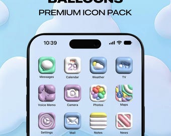 Balloons iPhone App Icons Homescreen Icons Helium Inflatable Home Screen Widgets Balloons Media Free Custom Icons Icon Pack iPhone & Android