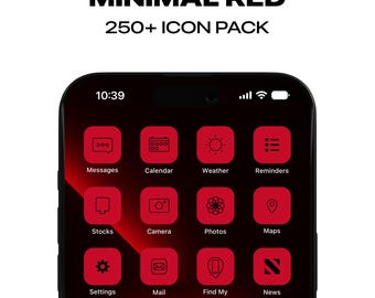 Red Minimalist App Icons, iPhone & Android (Digital Download)