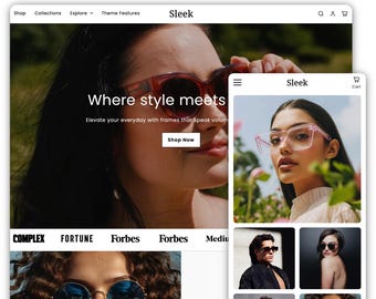 Sleek Shopify Theme | Shopify Theme Template | Fashion Shopify Theme | Shopify Accessories | Website Design Template | Shopify Website