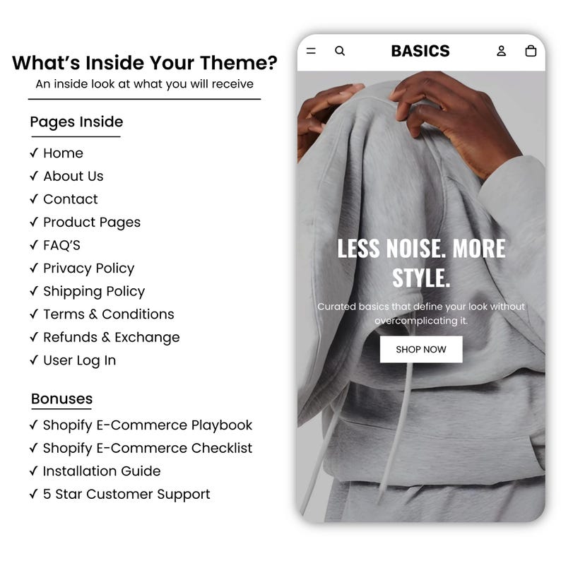 Basic Shopify Design Basics Shopify Theme | Shopify Theme Template | Fashion Shopify Theme ...