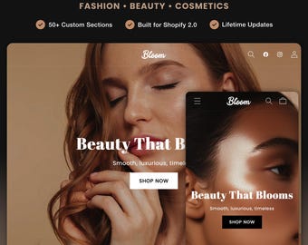 Bloom Skin Shopify Theme | Shopify Theme Template | Premium Shopify Theme | Shopify Theme | Website Design Template | Shopify Website