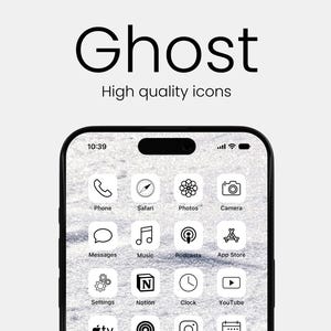 Ghost White Simple iPhone App Icons Homescreen Icons Home Screen Widgets Social Media Free Custom Icons Icon Pack for iPhone & Android