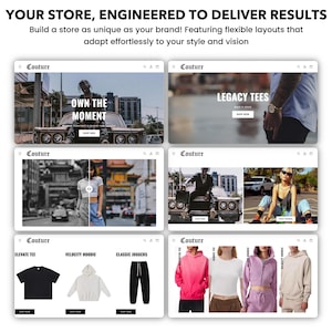 May include: A website mockup for an online clothing store called "Couture". The website features a range of clothing items, including t-shirts, hoodies, and joggers. The website also features a variety of images, including a car, a person wearing a hoodie, and a person wearing a t-shirt.