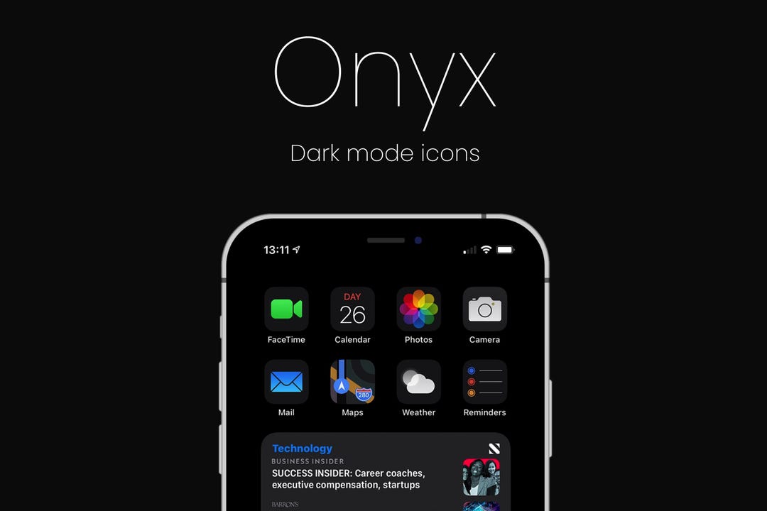 Dark Mode Ios Onyx Black App Icons Dark Minimal Stunning Ios 14 ...