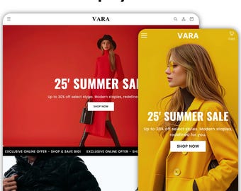 Vara Shopify Theme | Shopify Theme Template | Fashion Shopify Theme | Shopify Clothing | Website Design Template | Shopify Website
