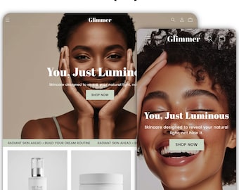 Glimmer Skin Shopify Theme | Shopify Theme Template | Premium Shopify Theme | Shopify Theme | Website Design Template | Shopify Website