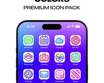 Colors iPhone App Icons Homescreen Icons Minimal Rainbow Home Screen Widgets Social Media Free Custom Icons Icon Pack iPhone & Android