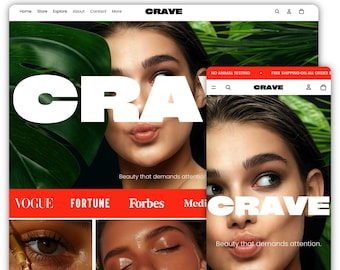 Crave Skin Shopify Theme | Shopify Theme Template | Premium Shopify Theme | Shopify Theme | Website Design Template | Shopify Website