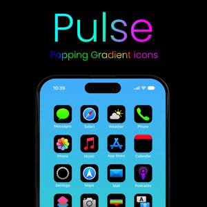 Colourful iOS App Icons Gradient Colours Stunning iOS 14 Homescreen Modern Sleek Icon Pack Social Media Phone for iPhone & Android