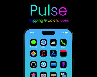 Colourful iOS App Icons Gradient Colours Stunning iOS 14 Homescreen Modern Sleek Icon Pack Social Media Phone for iPhone & Android