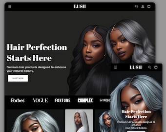 Lush Hair Shopify Theme | Shopify 2.0 Theme Template | Fashion Shopify Theme | Shopify Clothing | Website Design Template | Shopify Website