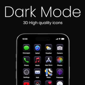 Dark Mode iPhone App Icons Homescreen Icons Minimal Inflatable Home Screen Widgets Social Media Free Custom Icons Icon Pack iPhone & Android