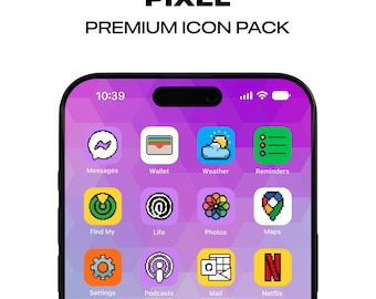 Pixel iPhone App Icons Homescreen Icons 8 Bit Pixel Home Screen Widgets Pixelated Media Free Custom Icons Icon Pack iPhone & Android