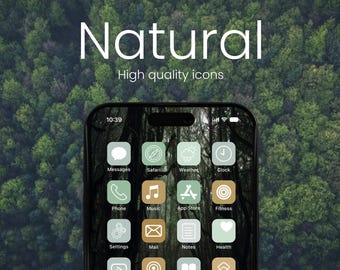 Natural App Icons Minimal Atemberaubend iOS 14, iOS 18 Home Screen Modernes Sleek White Icon Pack Social Media Phone für iPhone & Android