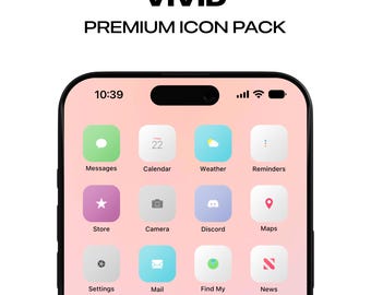 Vivid Minimal iOS App Icons Vivid Beautiful Stunning iOS 14 Homescreen Modern Sleek Icon Pack Social Media Phone for iPhone & Android