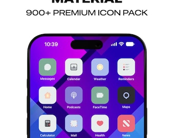 Material Colorful iPhone App Icons Homescreen Icons Minimal Home Screen Widgets Social Media Free Custom Icons Icon Pack iPhone & Android