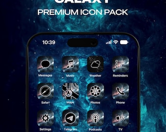 Galaxy Space iPhone App Icons Homescreen Icons Minimal Home Screen Widgets Social Media Free Custom Icons Icon Pack for iPhone & Android