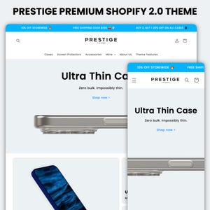 May include: A close-up of a silver phone case with a clear back. The case is very thin and has a sleek design. The text "Ultra Thin Case" is displayed above the case. The text "Zero bulk. Impossibly thin." is displayed below the case. The text "Shop now" is displayed below the text.