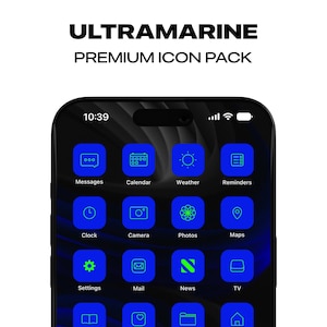 Ultramarine Blue iPhone App Icons Homescreen Icons Minimal Home Screen Widgets Social Media Free Custom Icons Icon Pack iPhone & Android