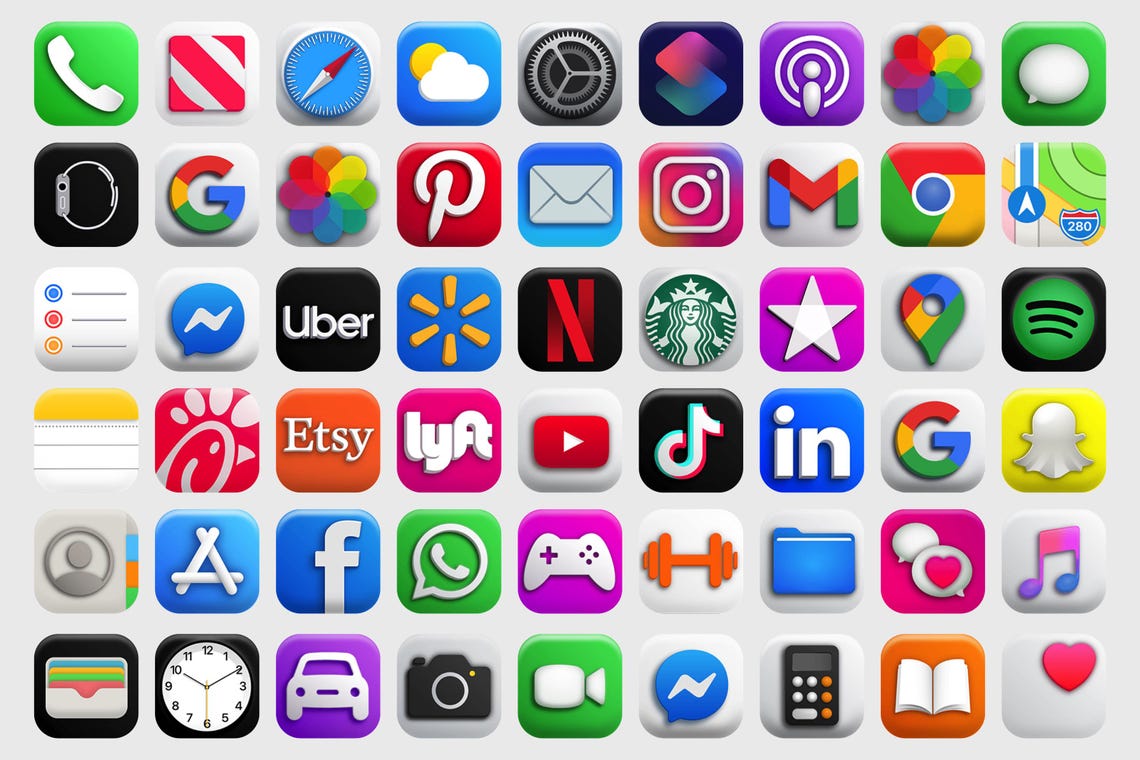 3D Ios Light Mode App Icons | Minimal Stunning Ios 14 | Ios 18 ...