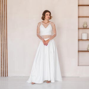 Petra Sparkly V-Neck Beaded Bridal Top