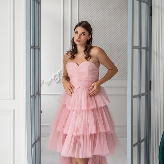bridesmaid puffy dresses Tulle Tiered Dress, Strapless Prom Dress, for Women, Ruffle Dress, Tutu Dress Women, Tiered Bridesmaid Dress Prom dress