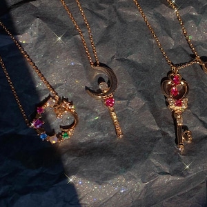 Collar Magic Moon Ward, nácar, plata esterlina 925, collar apilable único y lindo inspirado en Sailor Moon, regalo Sailor Moon