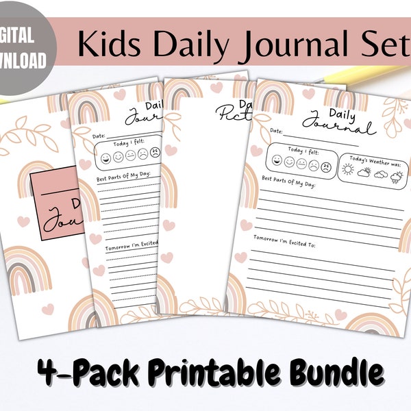 Kids Daily Journal Printable, Journal for Kids, Diary for Children, Kids Gratitude Journal, Kids Activity Drawing Page - Digital Download