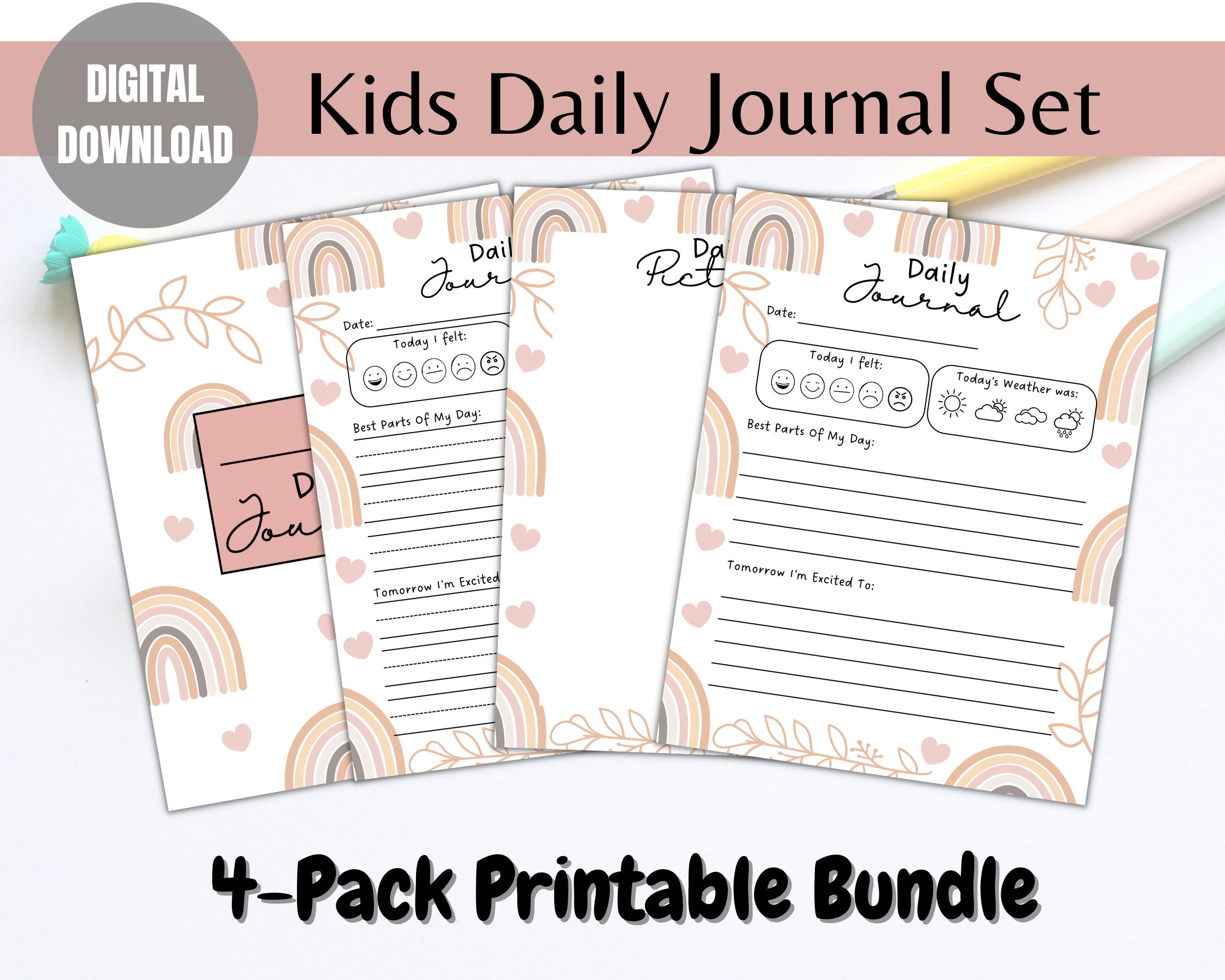 Kids Daily Journal Printable, Journal for Kids, Diary for Children ...