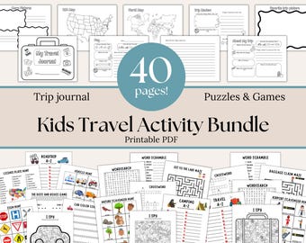 Kids Travel Activity Bundle: Printable Games & Journal (Digital Download)
