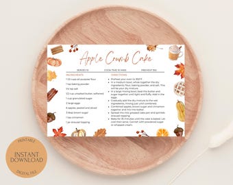 Editable Fall Recipe Card Template: Thanksgiving Recipe (Digital Download)