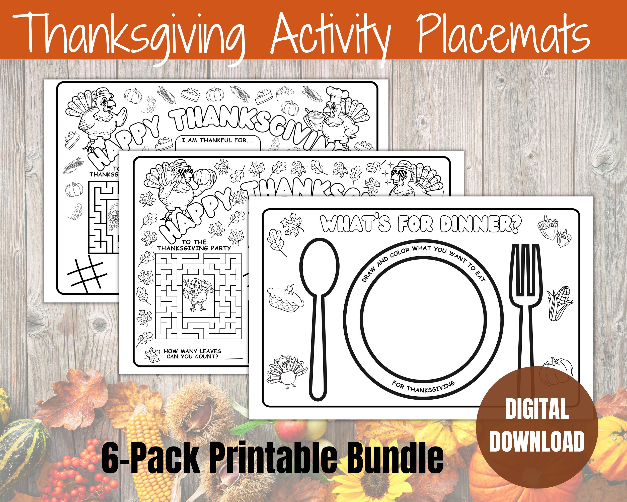 Thanksgiving Activity Placemat, Thanksgiving Placemats, Thanksgiving
