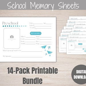 Kids School Memory Journal: Printable Interview Keepsake (Preschool-12th Grade)