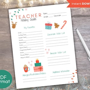 Teacher Christmas list, Teacher Favorite Things, Favorite Things, Teacher Christmas Wish List, All About my teacher, Teacher Gift Guide