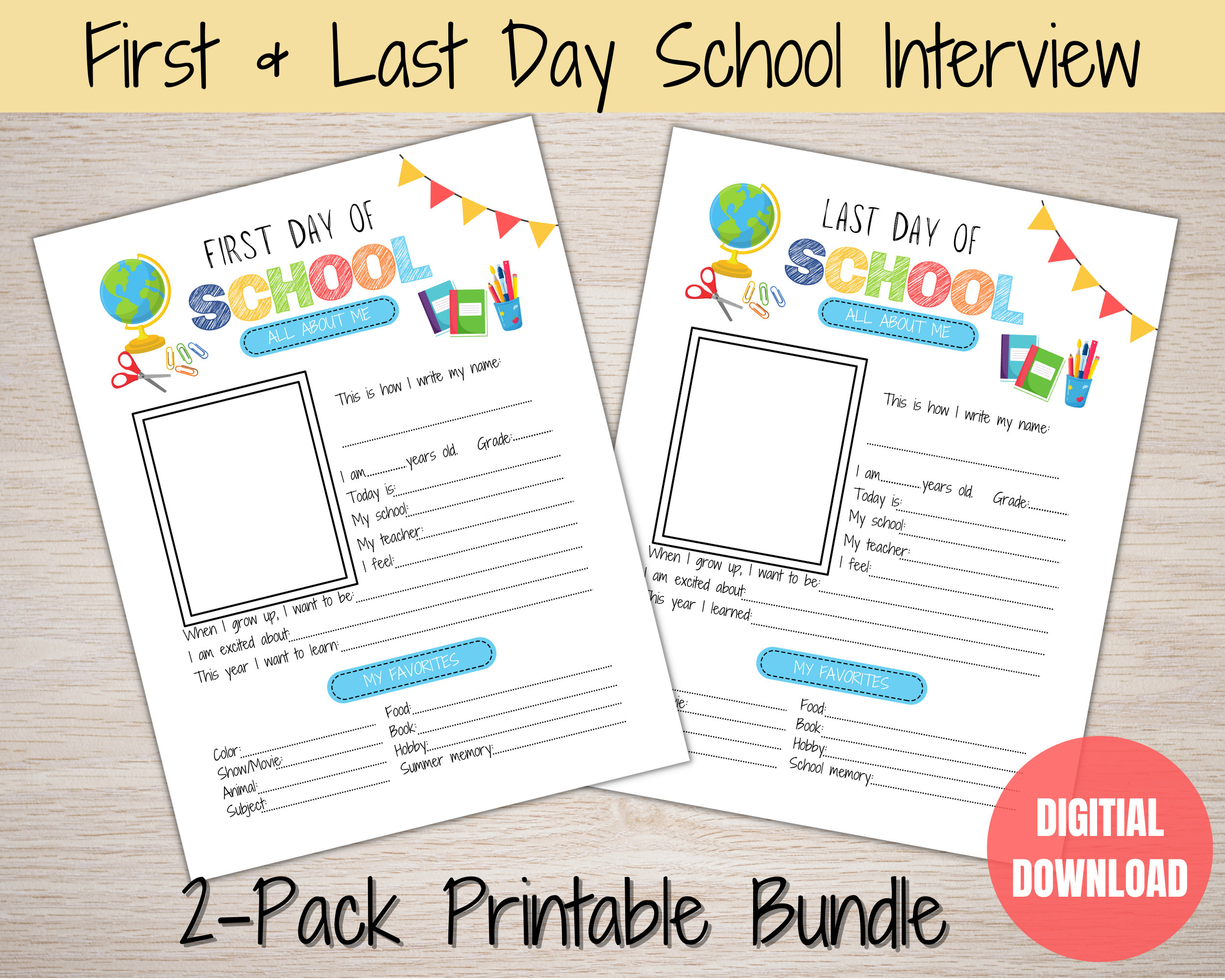 First and Last Day of School Printable Back to School - Etsy