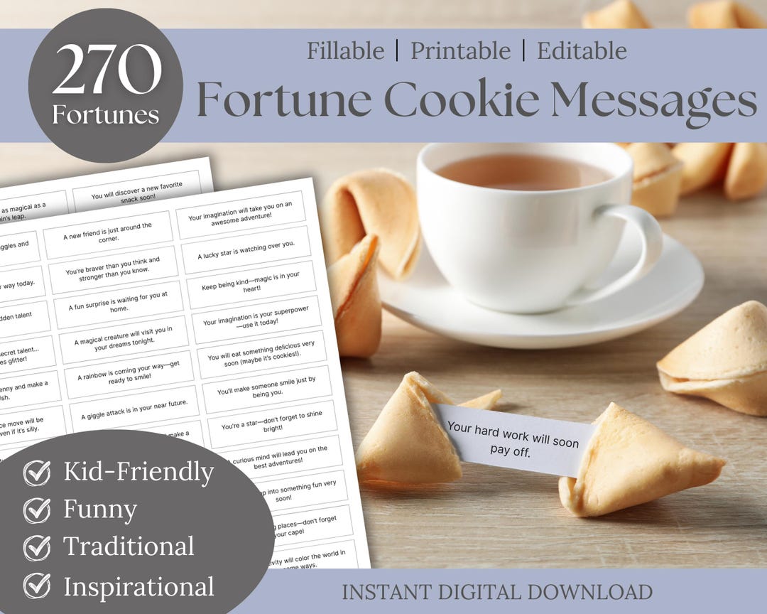 Editable Fortune Cookie Messages: Printable DIY Fortunes (PDF) - Etsy