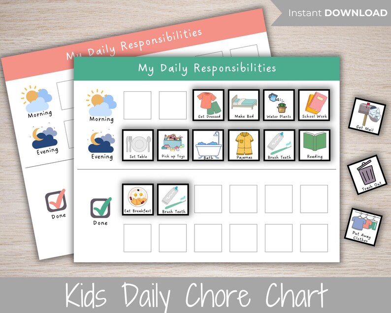 Kids Daily Chore Chart: Printable Responsibility Checklist (PDF) - Etsy
