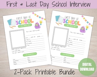 First and Last Day of School Interview, Kids Keepsake (Digital Download)