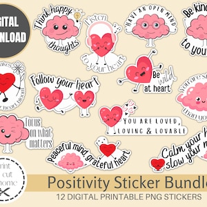 Positivity Aufkleber, druckbare Aufkleber für psychische Gesundheit, Cricut Aufkleber PNG, Motivationsaufkleber, positive Aufkleber, Affirmationsaufkleber