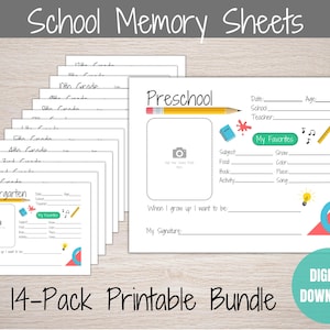 School Memory Interview Printable, Keepsake Journal (Digital Download)