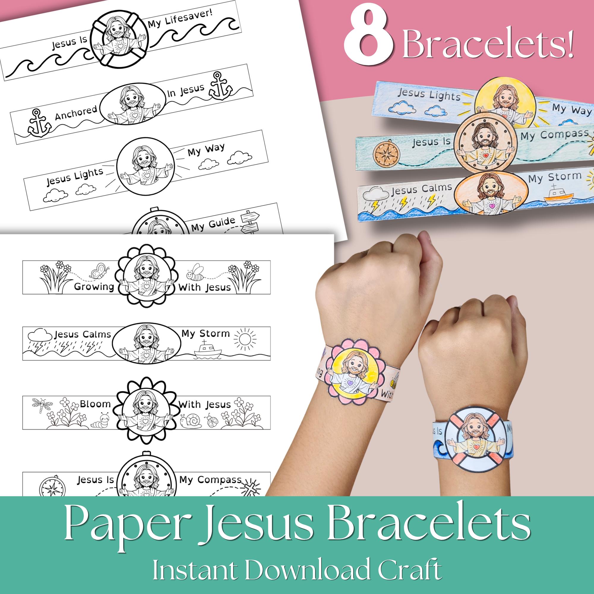 Jesus Printable Paper Bracelets, Sunday School Craft for Kids, Bible ...